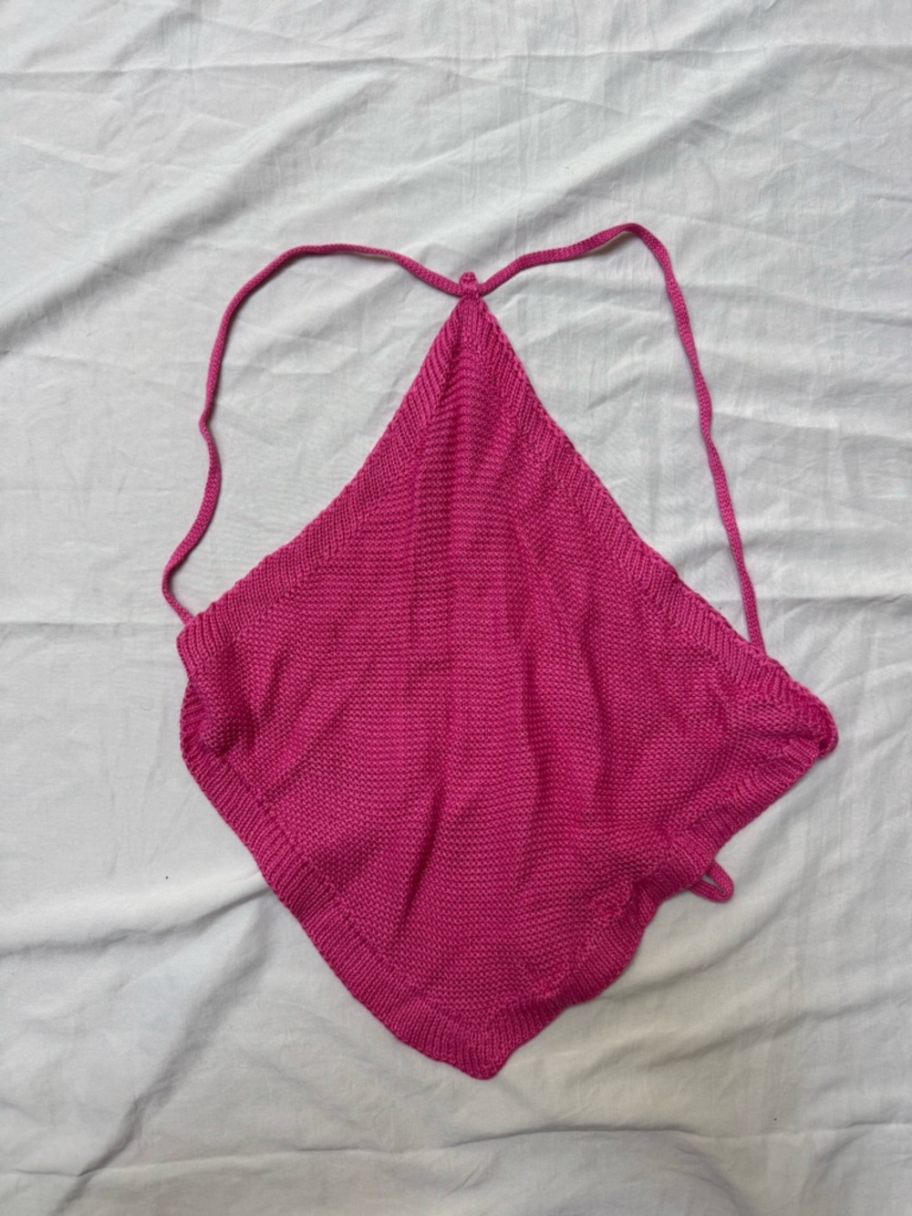Edikted Bright Pink Knit Halter Tie-Back Crop Top